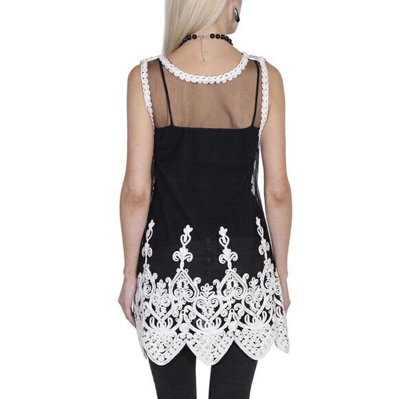 Pretty Angel Silk Blend Sheer Embroidered Tunic | M - Picture 3 of 7